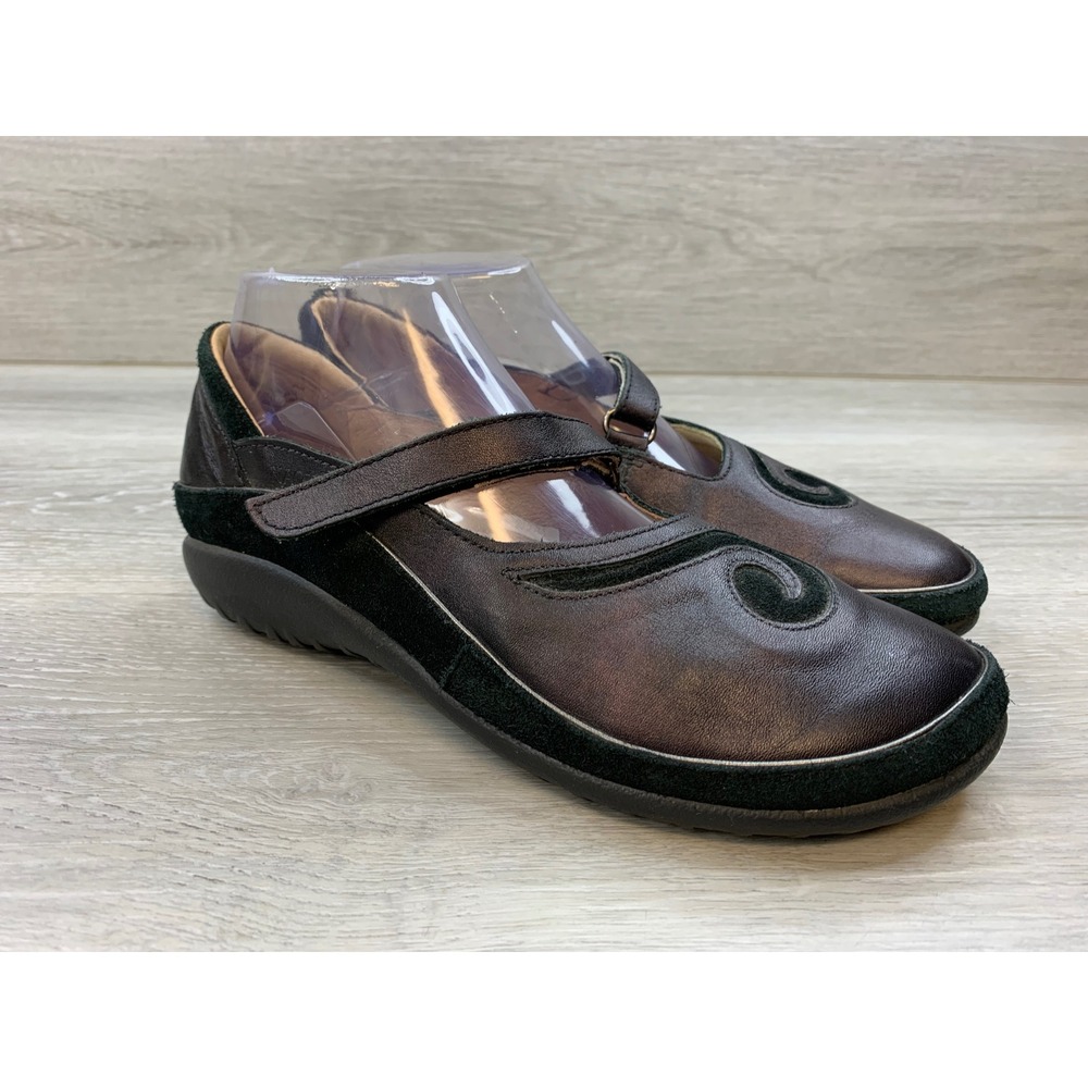 Naot Kirei Black Leather Suede Mary Jane Flats Women's 9 Comfort Casual Shoes